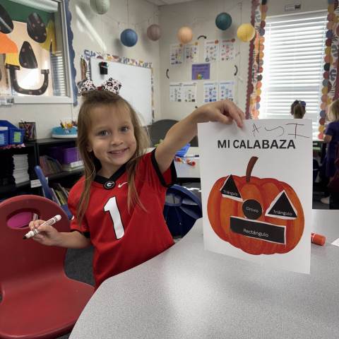 Darlington School Events: Private Boarding SchoolPre-K Makes Pumpkin Faces with Spanish Shapes